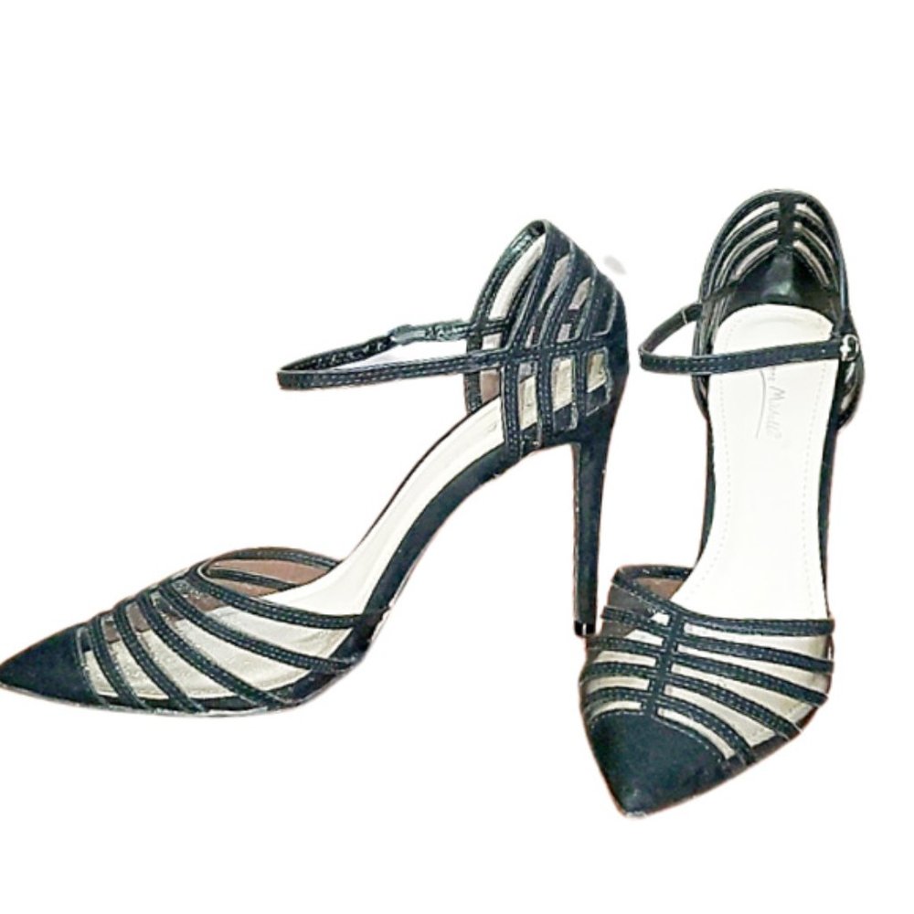 Anne Michelle Black Strappy Pointed-Toe Stiletto Heels size 10